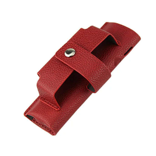 ILUMA ONE leather case in red, made of genuine leather for secure device protection.