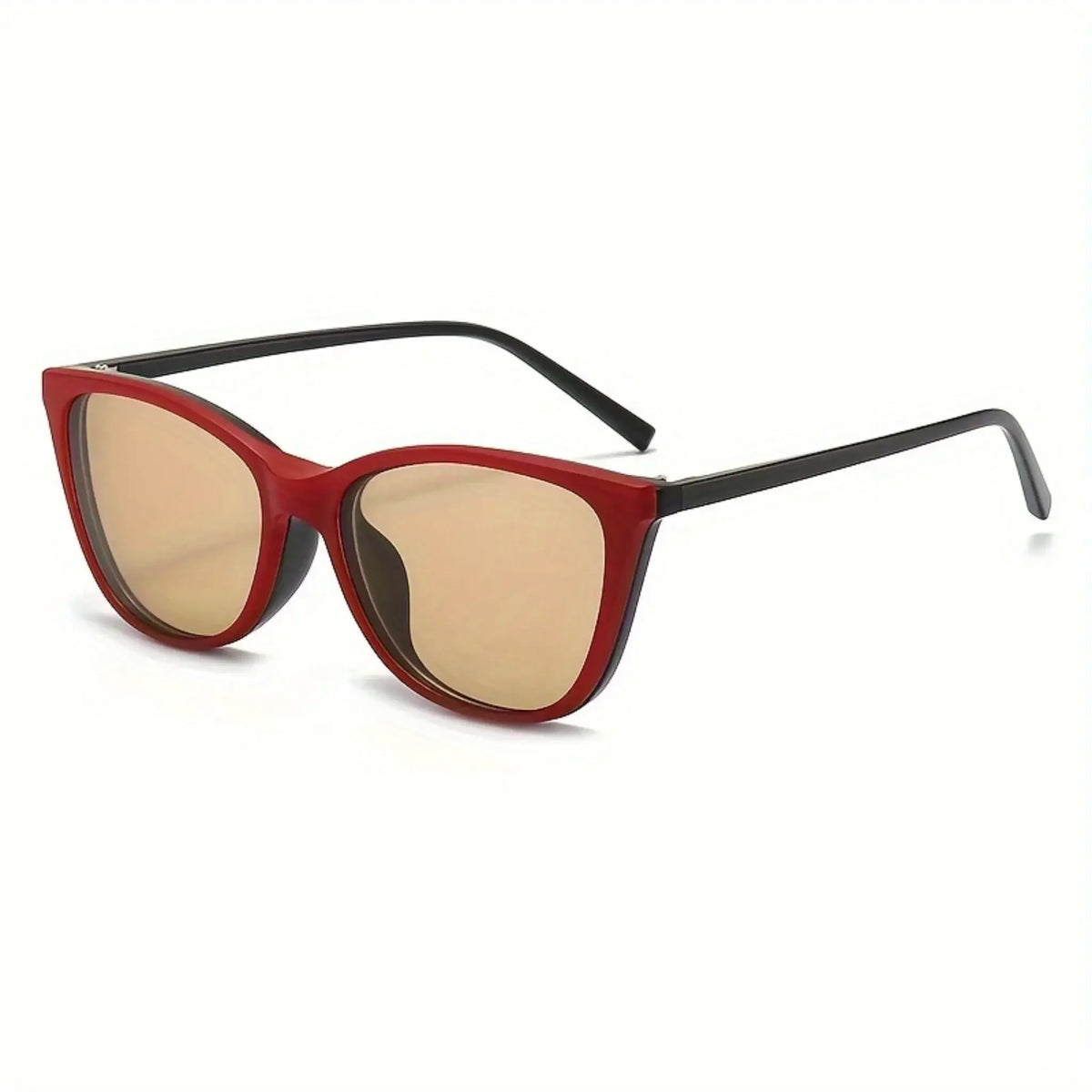 ChromaSwitch 6-in-1 Magnetic Sunglasses JO with red frames and gold lenses.